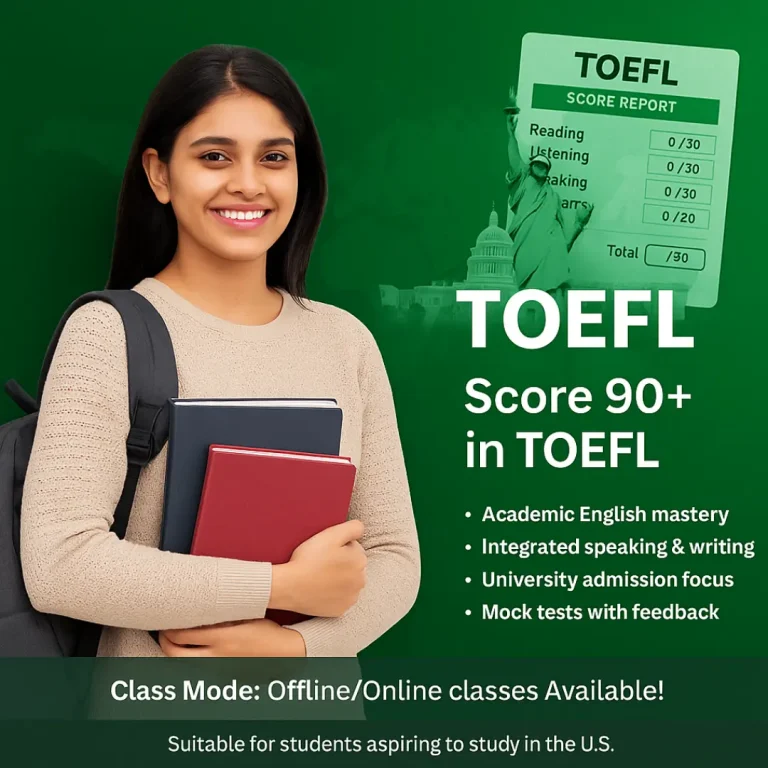 Colscalibre course led to a TOEFL score of 90+, reflecting high competency in English language proficiency.