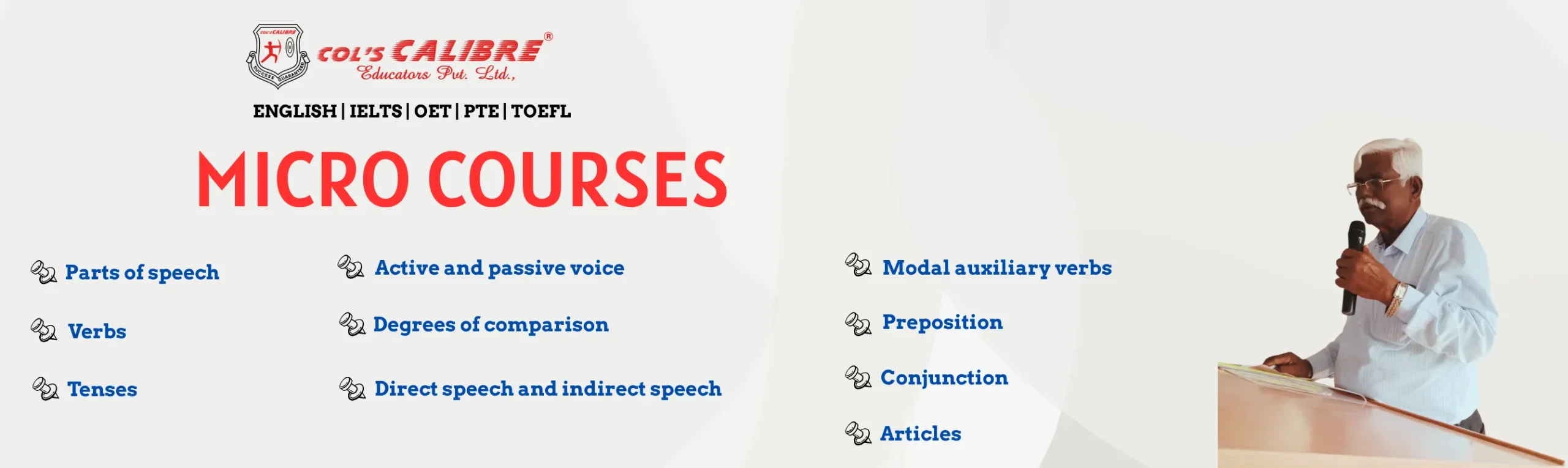 A selection of micro courses in English language from Colcalibre, aimed at improving specific language competencies.