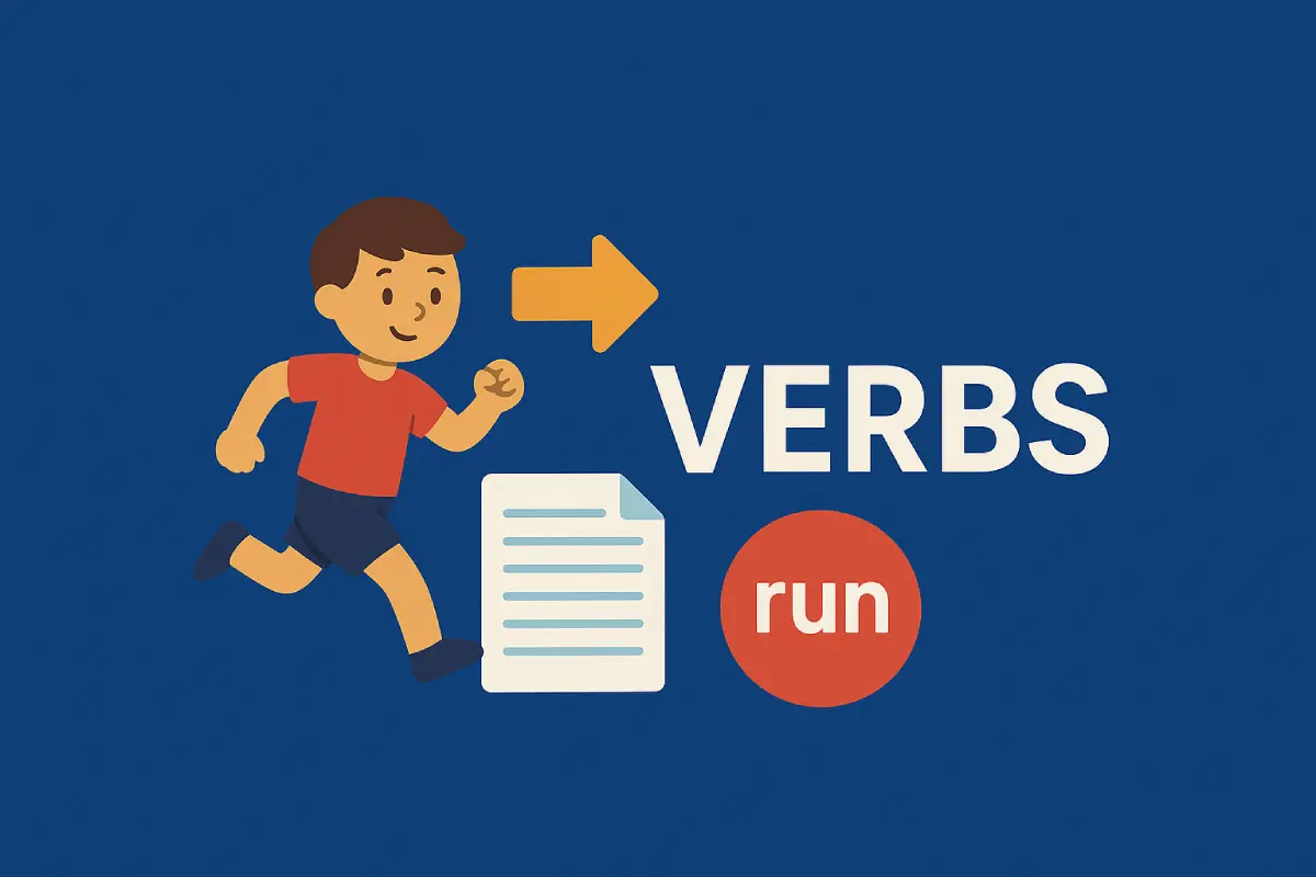 Image illustrating a micro course on writing effective English essays, focusing on verbs in Colscalibre.