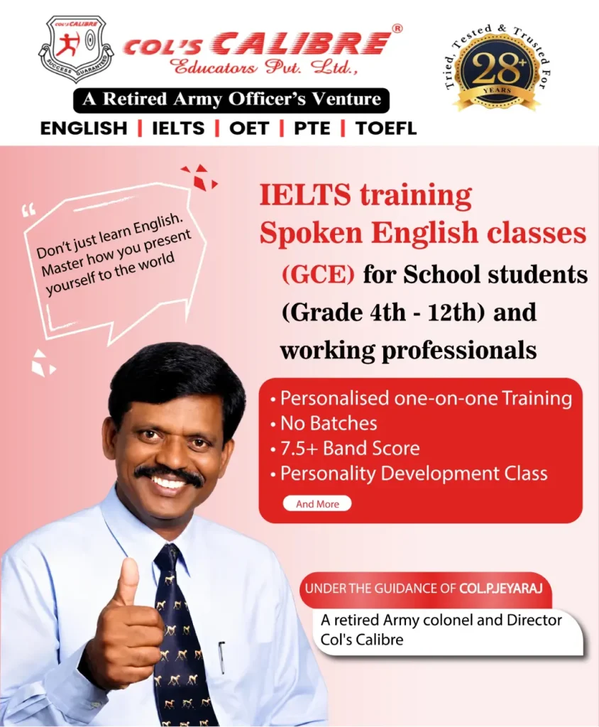 Spoken English and IELTS training for students.